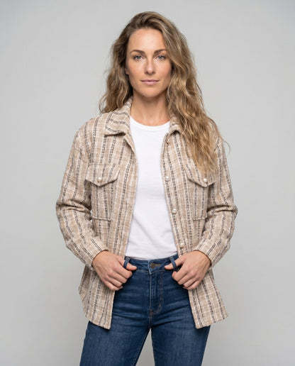 Women casual check jacket with reinforced pockets and elegant cut - Chichicherry