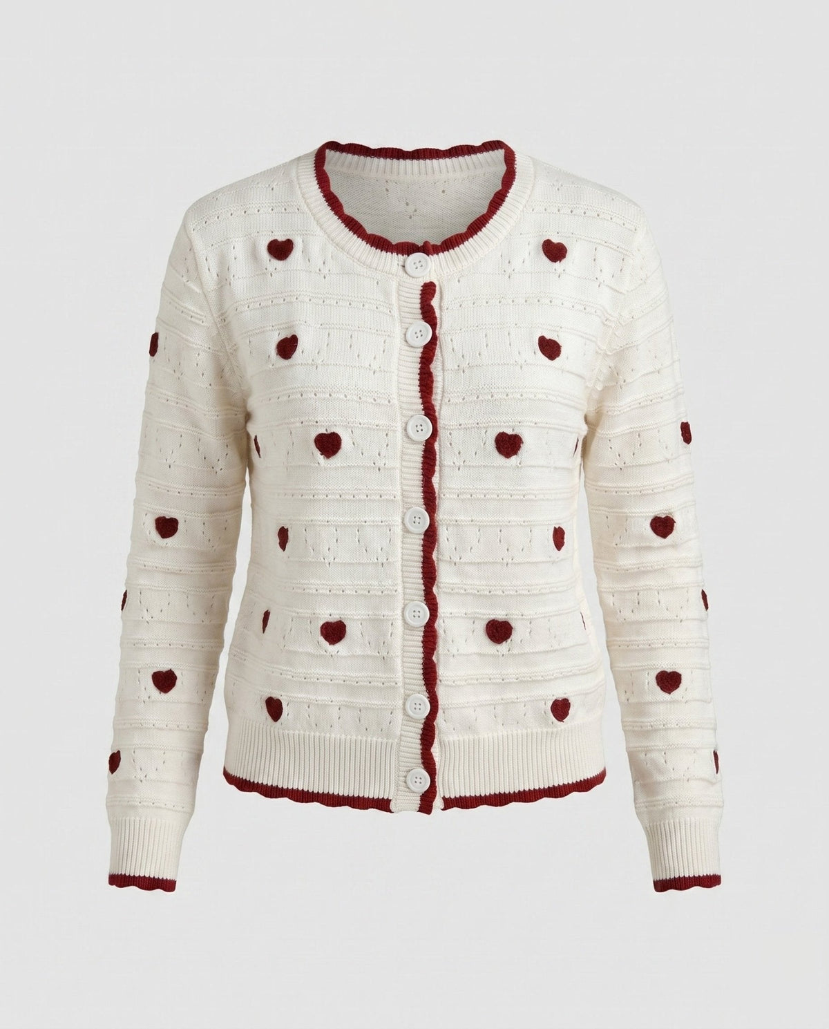 Women's cardigan with hearts and contrasting button details - Chichicherry