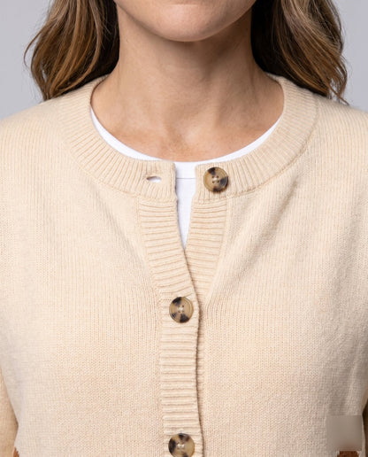 Women's cardigan with playful bear motif and button placket - Chichicherry