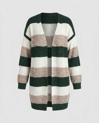 Women's cardigan with stylish striped pattern and oversized fit - Chichicherry