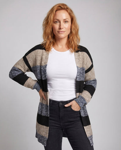 Women's cardigan with stylish striped pattern and oversized fit - Chichicherry