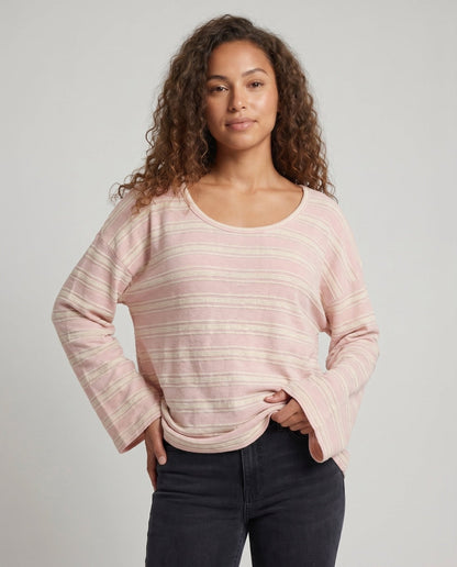 Women's Casual Striped Top with Loose Fit and Fashionable Details - Chichicherry