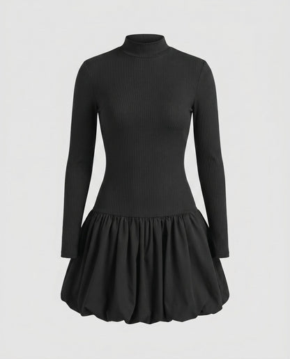 Women's dress with high-neck and voluminous hem - Chichicherry