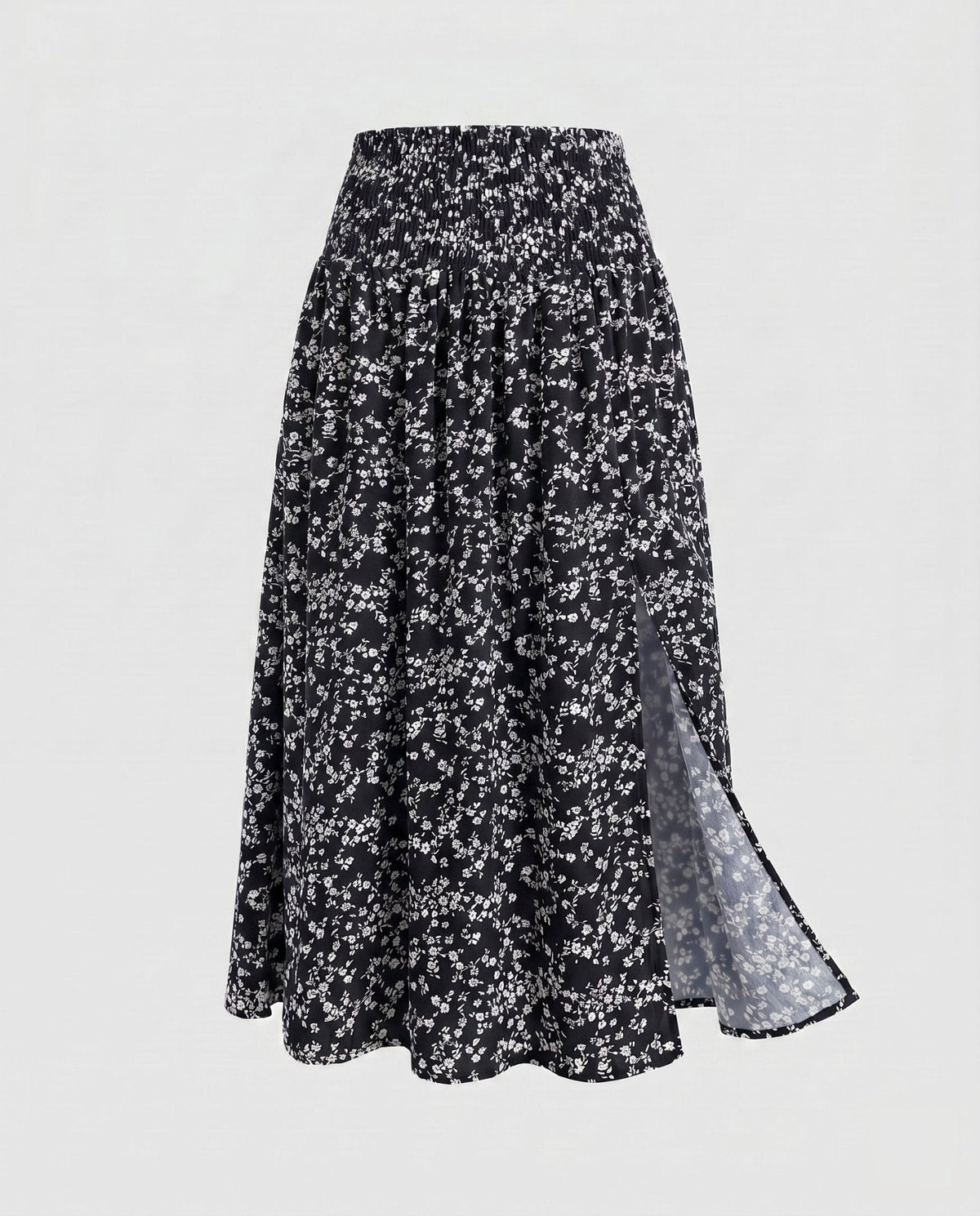 Women's maxi skirt with floral design and elastic waistband - Chichicherry