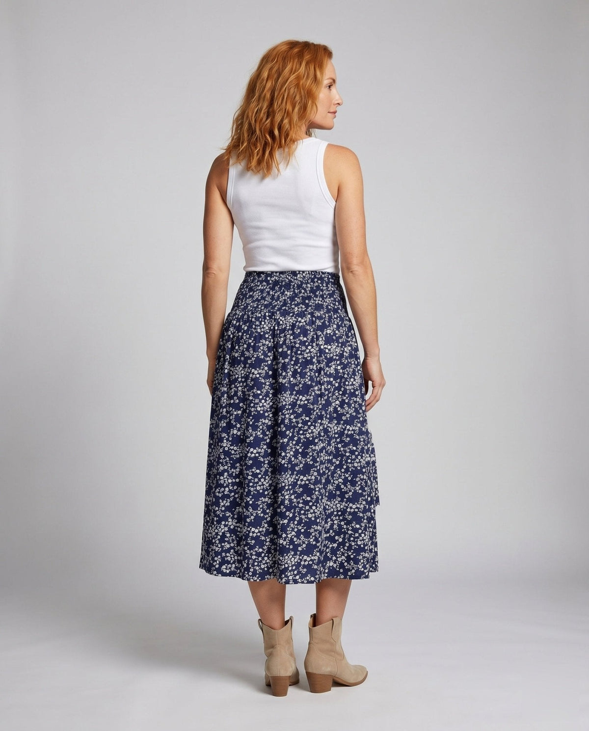 Women's maxi skirt with floral design and elastic waistband - Chichicherry
