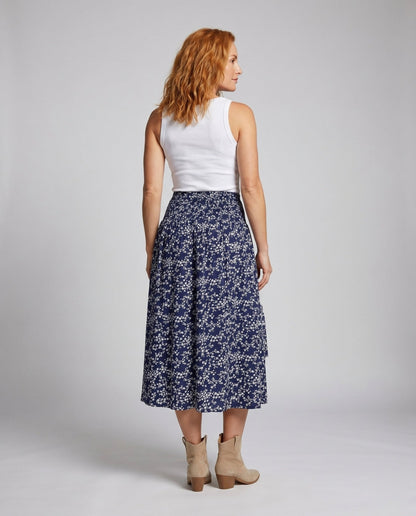 Women's maxi skirt with floral design and elastic waistband - Chichicherry