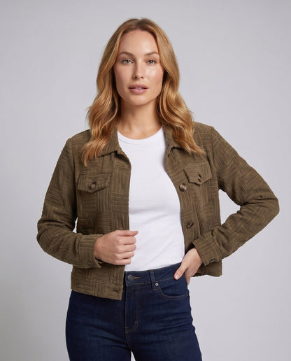 Women's short jacket with textured design and practical pockets - Chichicherry