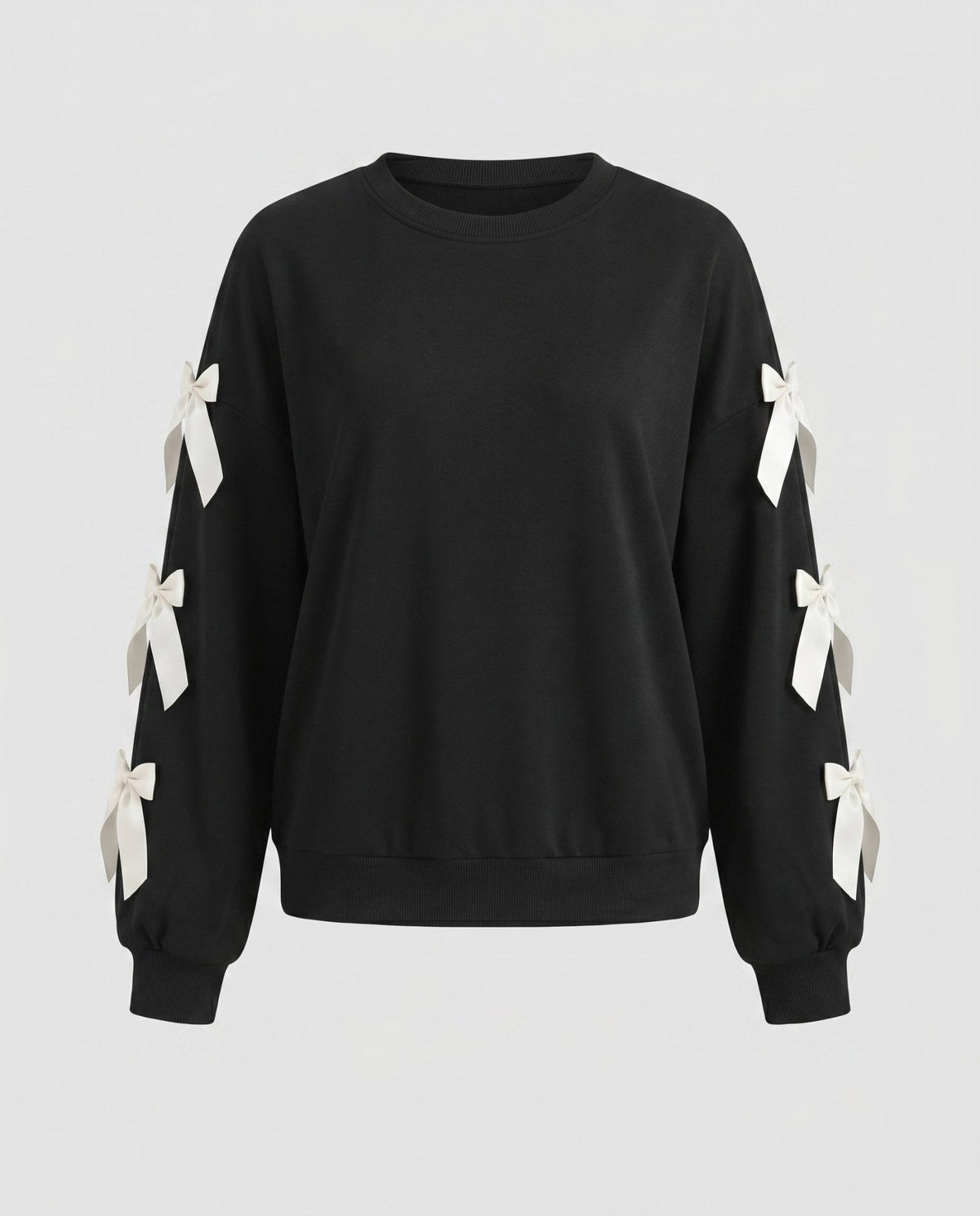Women's sweatshirt with decorative ribbons on the sleeves - Chichicherry