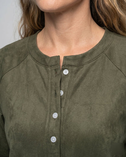 Women's sweatshirt with puff sleeves and button closure - Chichicherry